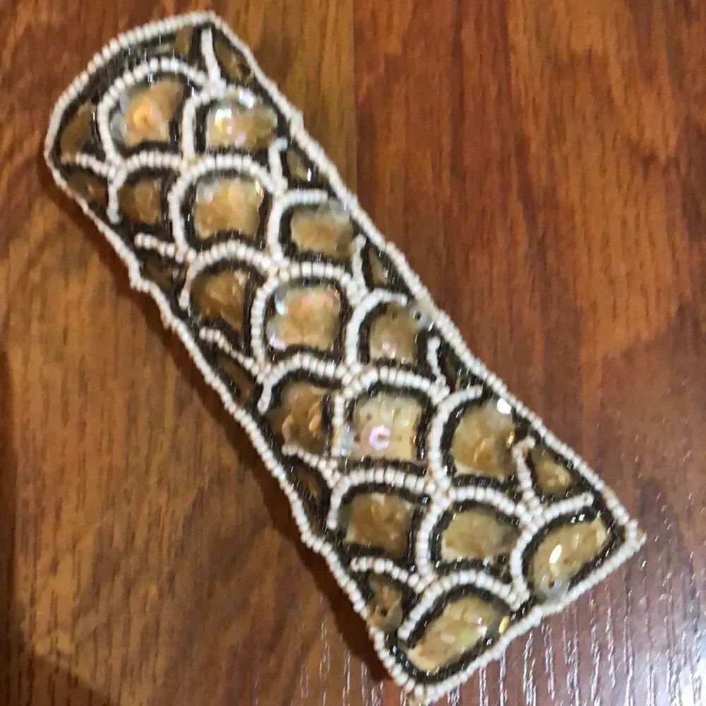 Vintage Hand beaded mermaid scale lipstick holder